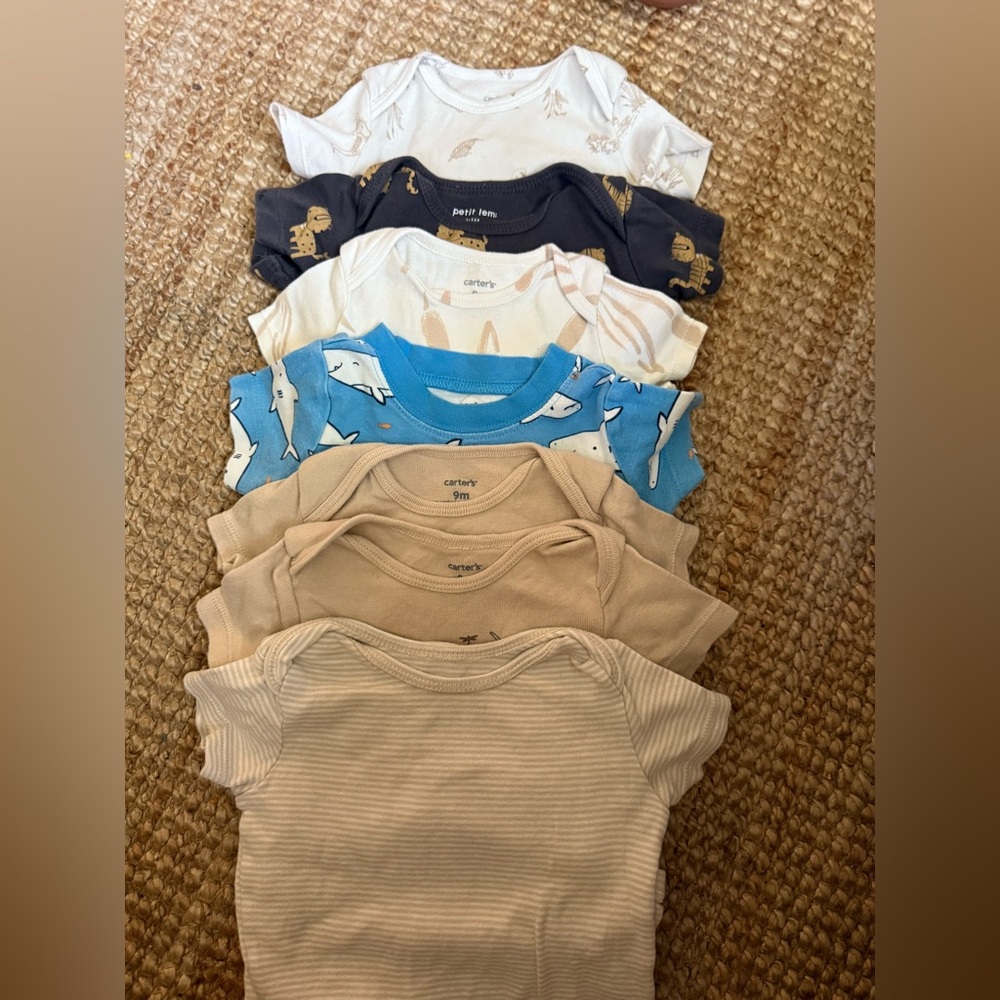 Set of 7 9m baby bodysuits